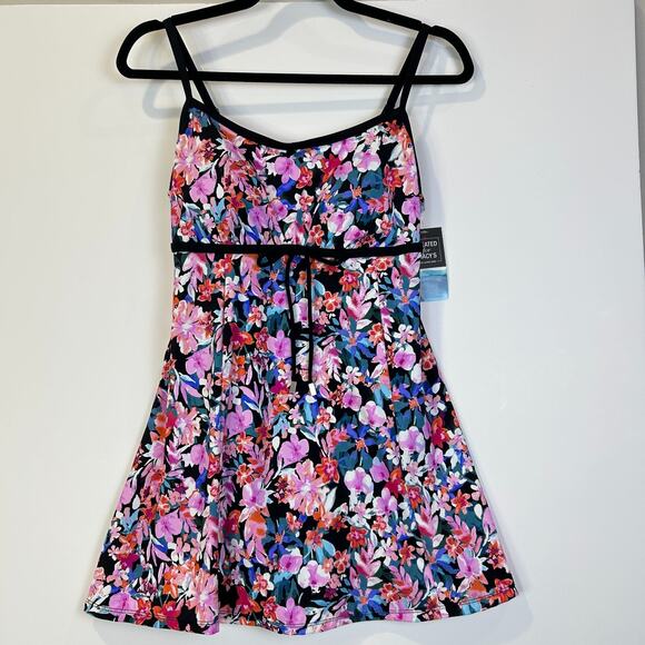 Swim Solutions Empire Princess Seam Swim Dress 8006492 Multi Women's US 8 NWT - Picture 2 of 7
